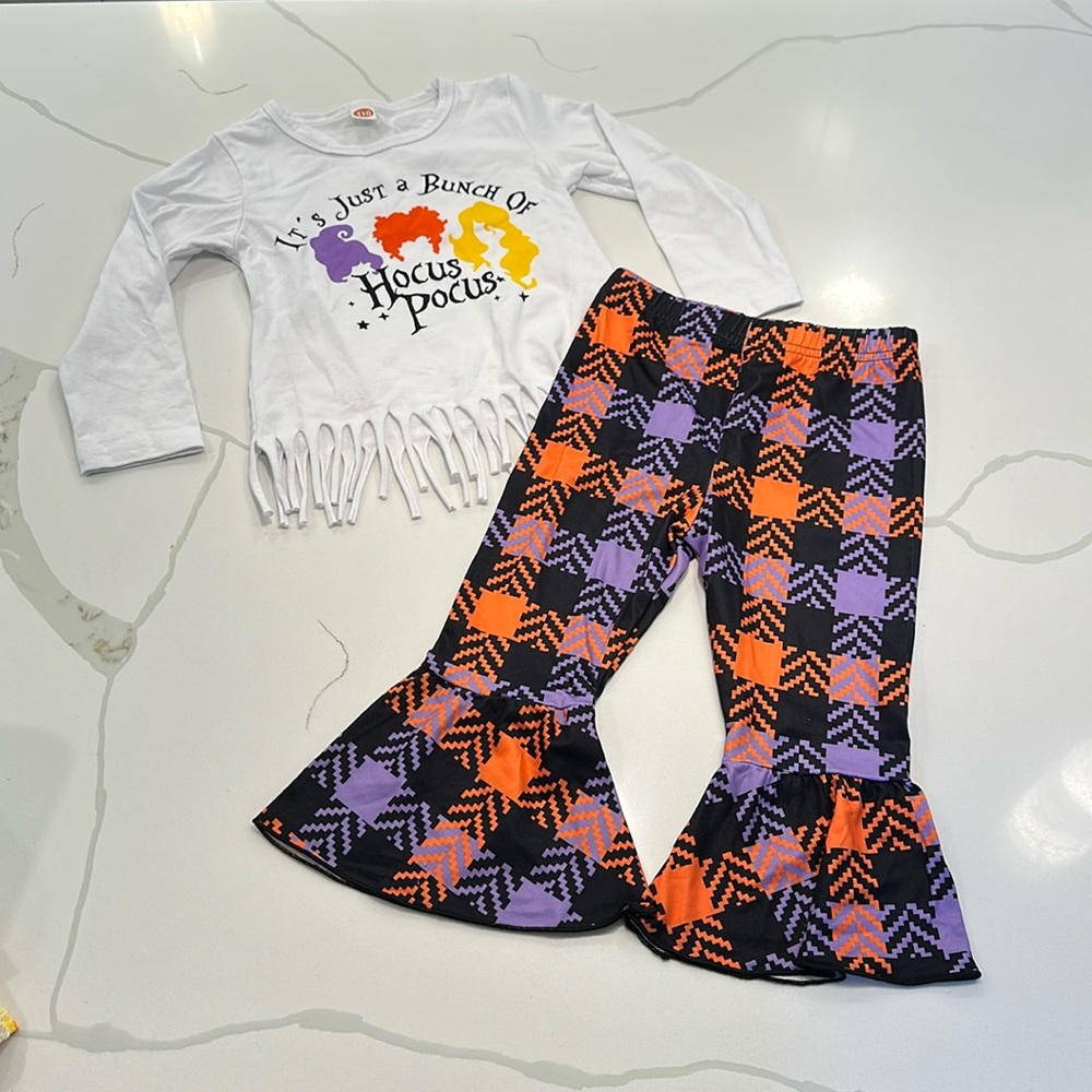 Hocus pocus long sleeve t-shirt orange purple pants set size 3 🧡💜🖤